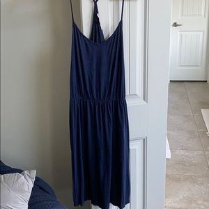 Loft • heather blue racer back dress, sz M